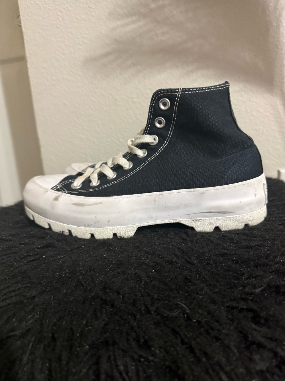 Converse Black and White Lace-Up High-Top Boots